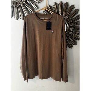 Psycho Bunny Mens Long Sleeve Crew Neck Shirt L Antique Taupe NWT